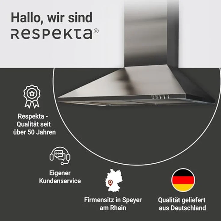 Respekta CH 22058 IX-B Wandhaube, B, Abluft und Umluft, Wand- oder Schrankmontage, Breite 60 cm, 3 Gebläsestufen – Bild 8