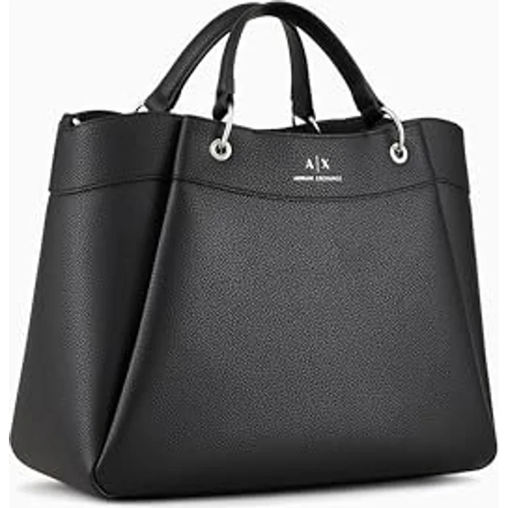 ARMANI EXCHANGE Shopper, Polyurethan, elegantes Design mit abnehmbarem Umhängeriemen, Schwarz – Bild 4