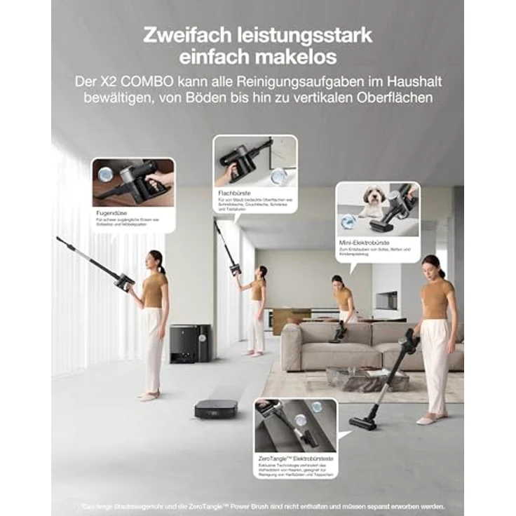 ECOVACS DEEBOT X2 Combo Saugroboter mit Wischfunktion 8700Pa mit Handstaubsauger, doppelte automatische Leerung, 15mm Mopp-Hebesystem, selbstreinigender Roboterstaubsauger, Heißwasser-Moppreinigung – Bild 2