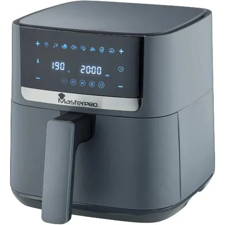 Masterpro Heißluftfritteuse Air Fryer BGMP-9486, 1350 Watt, 4 L, 200°C, grau, digitale Touchscreen-Bedienung, 8 voreingestellte Programme