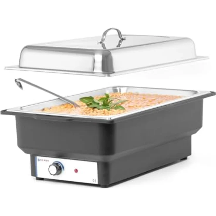 HENDI Chafing dish Tellano, Speisenwärmer, Buffetwärmer, Wärmebehälter, 9L, 230V, 900W, 573x348x(H)284mm, Edelstahl, Polypropylen – Bild 3
