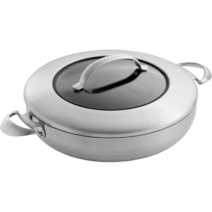 Scanpan CTX Schmorpfanne mit Deckel 32 cm | 5-schichtige Konstruktion | Für alle Herdarten geeignet | Multifunktionale Pfanne Induction | Stratanium Antihaftbeschichtung | Ofenfest, gebürsteter Stahl – Bild 1
