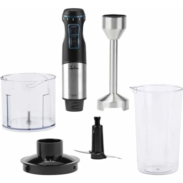 JATA JEBT1791 Handmixer 1500 W, Edelstahlklingen, abnehmbarer Standfuß, Geschwindigkeitsregler, inkl. Zerkleinerer und 700 ml Becher – Bild 2