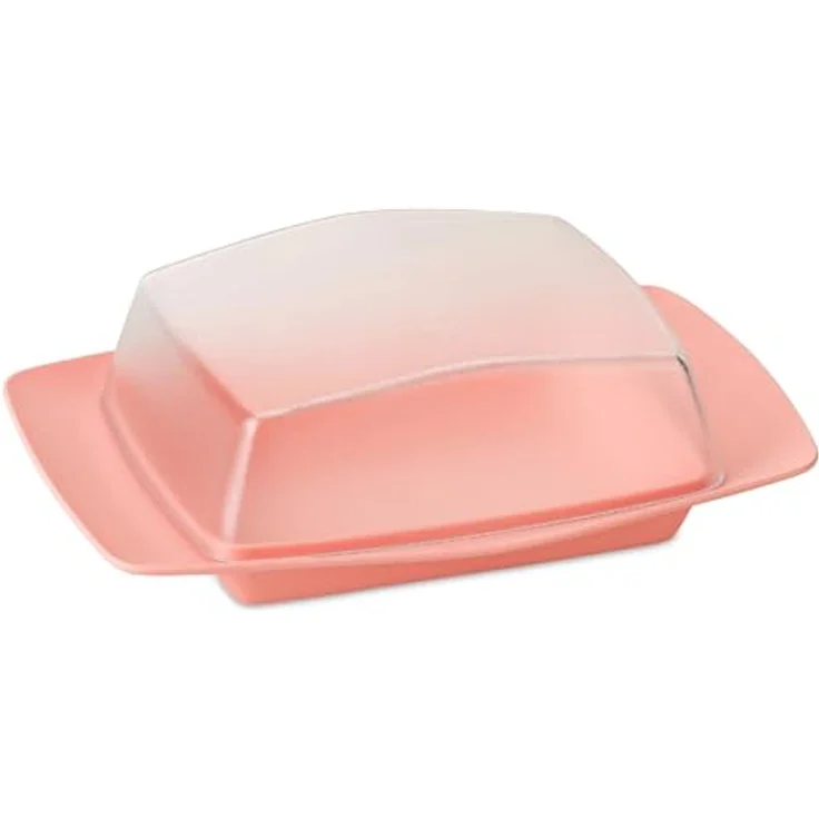 KOZIOL Butterdose RIO, Kunststoff im Retrodesign, sweet pink, spülmaschinengeeignet, mit seitlichen Griffen, für 250 g Butter – Bild 1