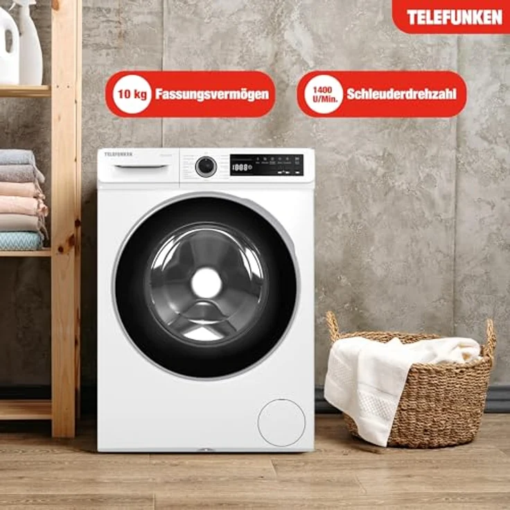 Telefunken W1014AS1W, 10 kg Frontlader Waschmaschine mit 1400 U/Min, Dampffunktion, Inverter Motor und AquaStop, weiß – Bild 2