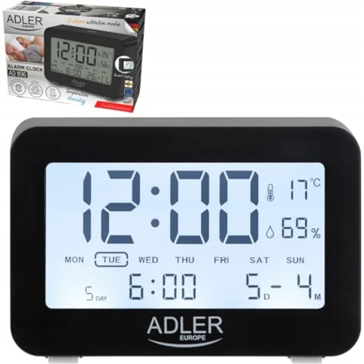 Adlereurope ADLER ad 1196b, Wecker in Schwarz mit hochwertigem Material, robust und langlebig