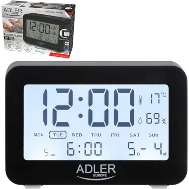 Adlereurope ADLER ad 1196b, Wecker in Schwarz mit hochwertigem Material, robust und langlebig – Bild 1