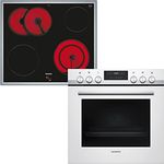 Siemens EQ521KA01W Einbau-Herd-Set iQ500, Integrierbare Herd-Kochfeld-Kombination 60 cm breit, Schnellaufheizung, granit Glanz Emaille, 3D Heißluft, Bräterzone, Weiß