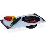 Relaxdays Schneidebrett mit Sieb, Kunststoff, 50x29 cm, Küchenbrett, faltbare Auffangschale, Schnittbrett, weiß/schwarz - Preisvergleich