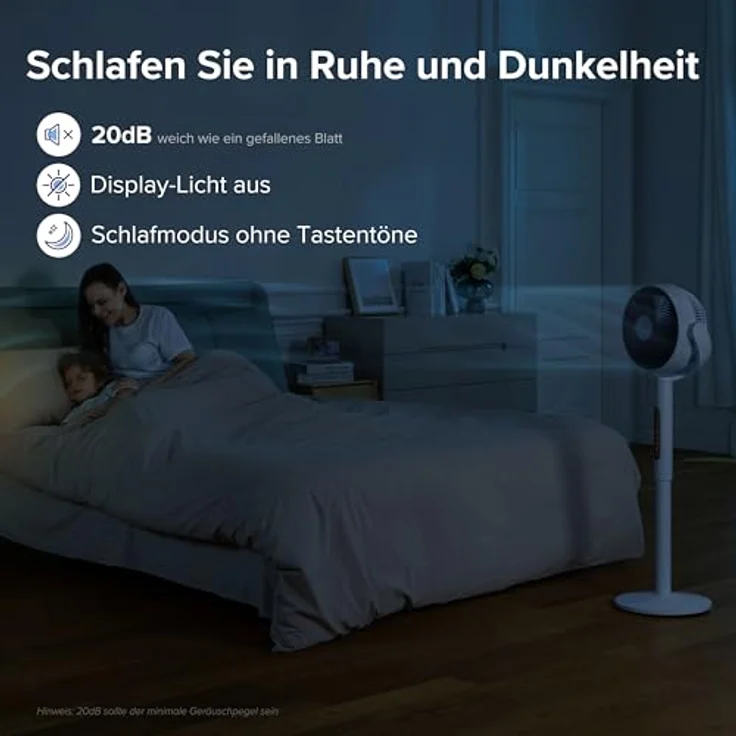 Levoit 20dB Standventilator Leise, Oszillierender Ventilator mit Sensor und Fernbedienung, 2465m³/h Luftvolumen, 4 Modi 12 Stufen 12H Timer, für Schlafzimmer Wohnzimmer – Bild 2