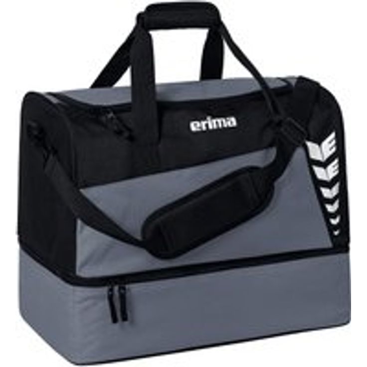 erima SIX WINGS Sporttasche mit Bodenfach, maximaler Stauraum für Sportausrüstung, schwarz
