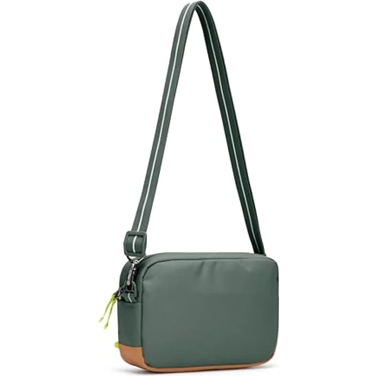 Pacsafe GO Crossbody Handtasche, schnittfest mit RFID-Schutz, Grün – Bild 6