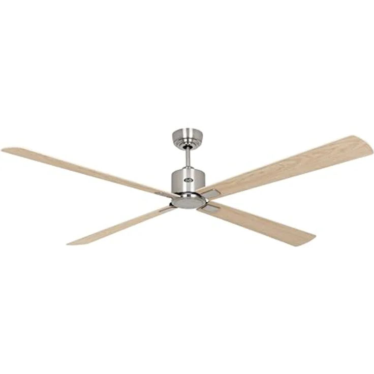 CASAFAN Eco Neo III, Energiespar Deckenventilator 180 cm, Chrom Gebürstet, Wendeflügel Ahorn/Buche, Bluetooth und Smart Home Fernbedienung – Bild 1