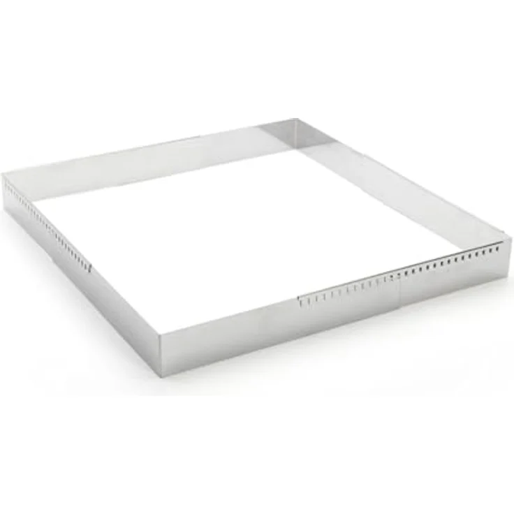 de Buyer Patisserie Rahmen, erweiterbarer Backrahmen aus Feder-Edelstahl, quadratisch 30-57 cm, wasserdicht, Silber – Bild 3