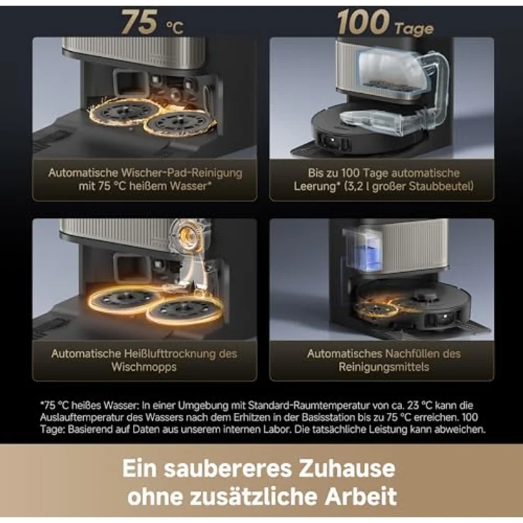 Dreame L40s Pro Ultra, Saugroboter mit Wischfunktion, 600 W, 19.000 Pa Saugkraft, Hindernisüberwindung bis 4 cm, KI-gesteuerte Kamera – Bild 8