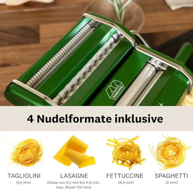 Marcato Atlas+, Nudelmaschine aus eloxiertem Aluminium für Lasagne, Fettuccine, Tagliolini und Spaghetti, 4-in-1, hergestellt in Italien, kompatibel mit zusätzlichem Zubehör – Bild 3