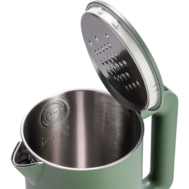 Tognana Iridea, kabelloser Wasserkocher 1,7 l mit LED-Anzeige, Kunststoff-Edelstahl, grün, rutschfeste Griffe – Bild 2