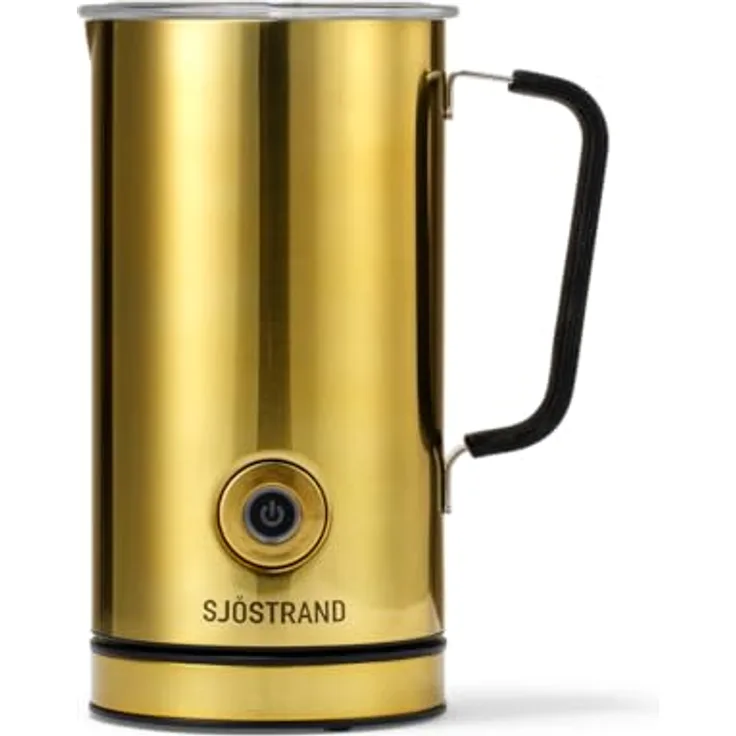 Sjöstrand Coffee Elektrischer Milchaufschäumer Edelstahl, für heiße & kalte Milch, antihaftbeschichtet (Messing), 150ml Kapazität