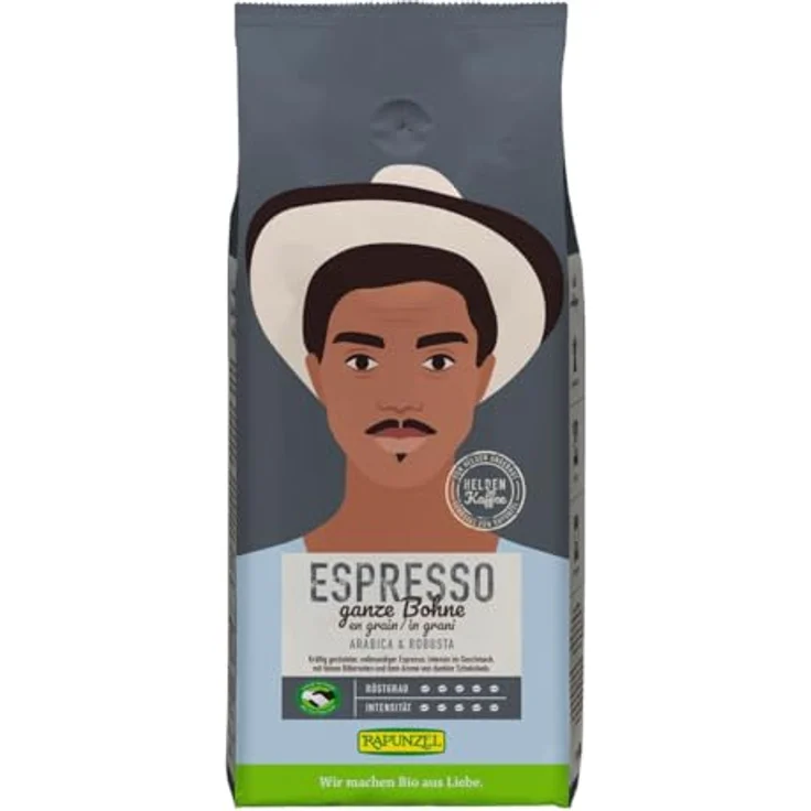 Rapunzel Bio Heldenkaffee Espresso, ganze Bohne HIH (2 x 1 kg) Bio-Zertifizierung: EG-Bio