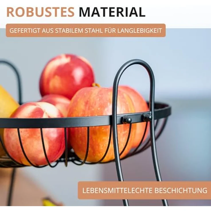 Westmark Obst Etagere Doppio 2 Etagen, 32,5 x 34,5 cm, schwarzer Drahtkorb für Obst, Gemüse und Dekoration – Bild 5