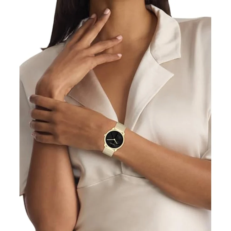Calvin Klein Quarzuhr CK ICONIC 35 mm 25300016, Damenuhr mit Edelstahlarmband, schwarz- und goldfarben – Bild 4