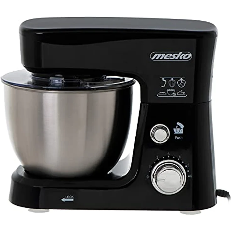 Mesko MS 4217 Küchenmaschine 1200 Watt, 3,5 Liter Schüssel, 6 Geschwindigkeiten, schwarz – Bild 2