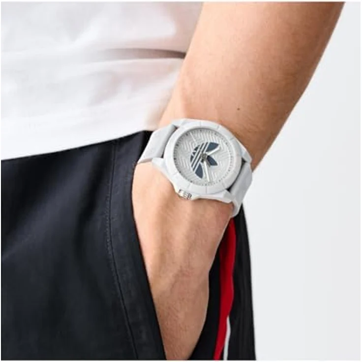 adidas Originals Quarzuhr AOST25035, graues Kunststoffgehäuse mit analogem Zifferblatt, Wasserdicht bis 50m, 41 mm Durchmesser – Bild 5
