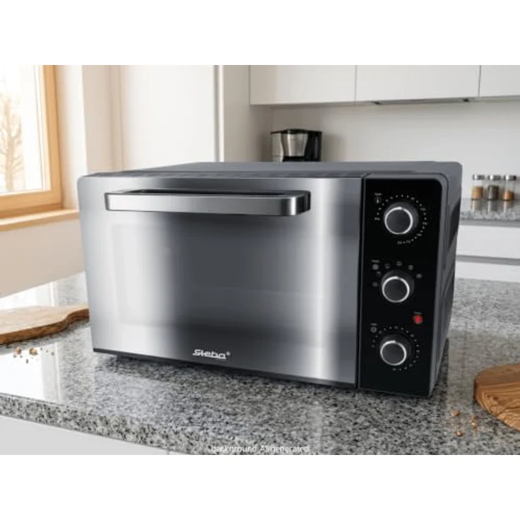 Steba KB 238 Mini-Backofen, 2000 Watt, 38 Liter, 3 Einschubebenen, Umluft, Timer, Schwarzstahl – Bild 2