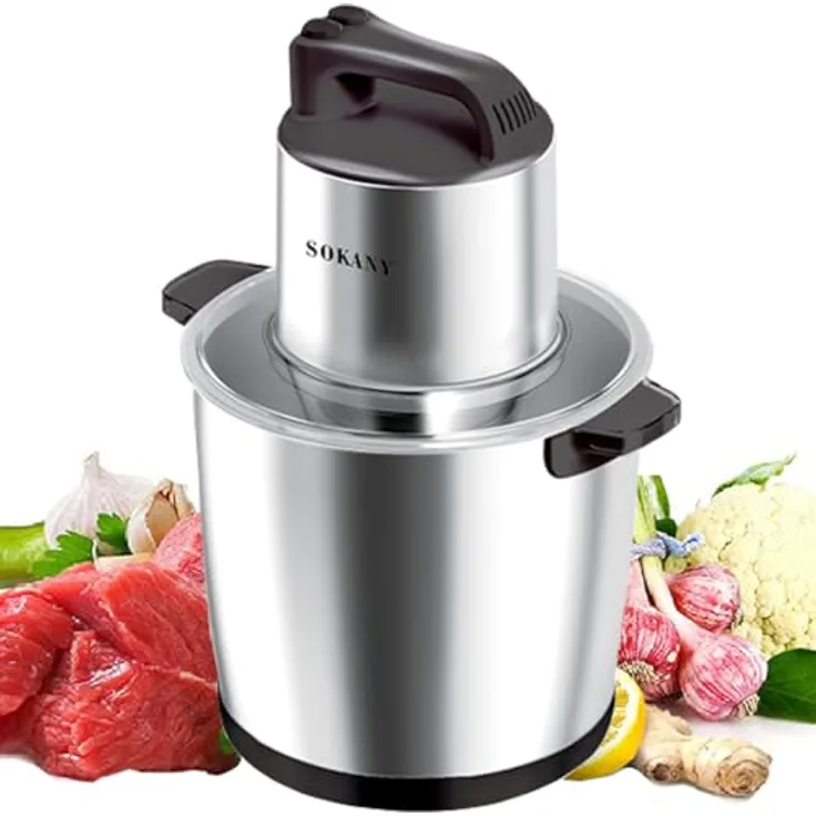 SOKANY 2000W Elektrischer Zerkleinerer, 10L Edelstahl Multizerkleinerer für Fleisch und Gemüse