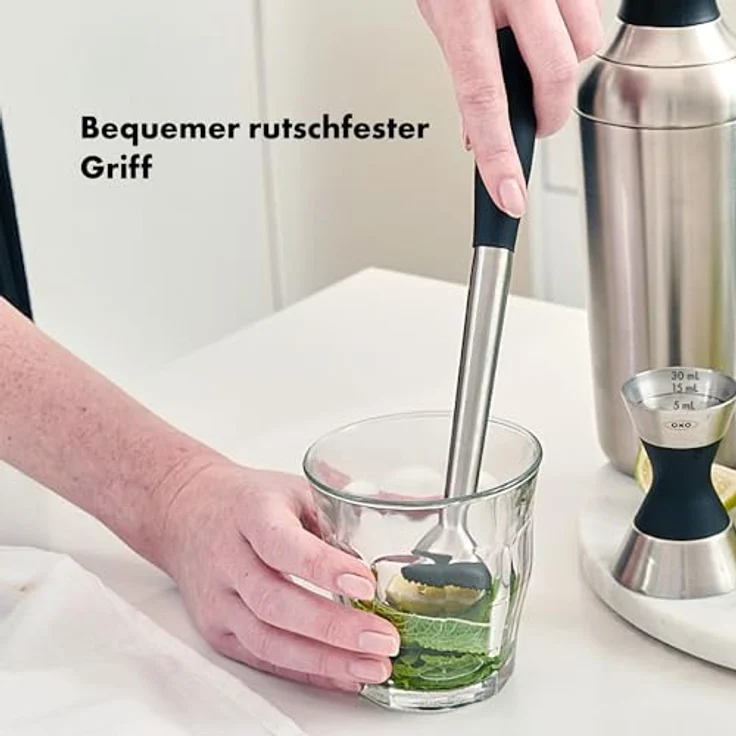 OXO Rührlöffel aus Stahl, ideal zum Vermischen von Kräutern und Zitrusfrüchten, rutschfester Griff – Bild 2
