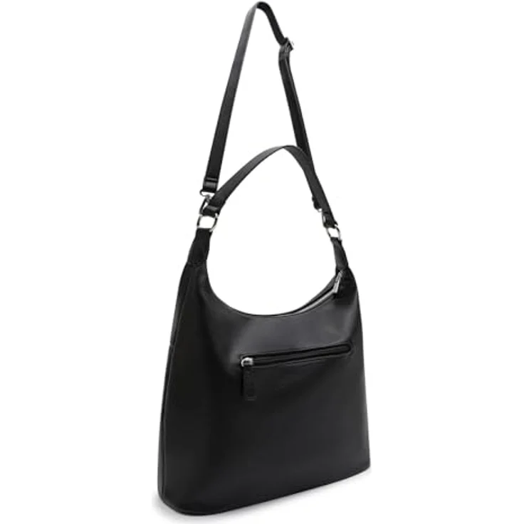 L.Credi Maite Schultertasche, 33 cm, aus Kunstleder, schwarz, geräumiges Hauptfach – Bild 4
