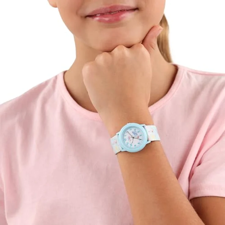 Prinzessin Lillifee Quarzuhr 2037732, Kinderuhr mit längenverstellbarem Textilarmband und kratzfestem Mineralglas, spritzwassergeschützt – Bild 2