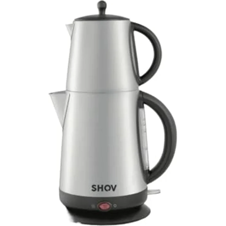Shov elektrischer Edelstahl Tee- und Wasserkocher 1,7L, TeeVol: 1L mit Warmhaltefunktion, Dual-Heizelement, Auto-Abschaltung - Silber – Bild 1