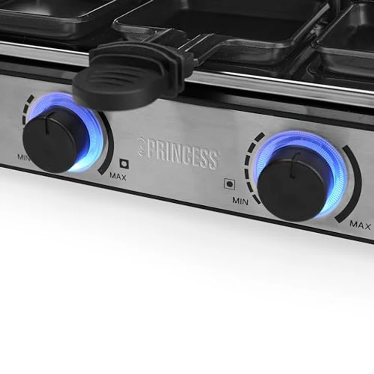 Princess Raclette und Fondue 5-in-1, 8 Personen, 1800 W, 1,3 L Fonduetopf, doppelte Thermostate, PFAS-frei, abnehmbare Teile, 31×31 cm Grillplatte, Modell 162670 – Bild 3