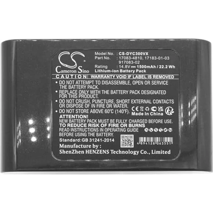 Cameron Sino CS-DYC300VX Akkus 1500mAh Kompatibel mit [Dyson] DC30, DC30 White, DC35 - Ersetzt 17083-01-03, 17083-11 10, 17083-3009, 17083-4810, 17083-5010 - 14.8V 22.2Wh – Bild 2