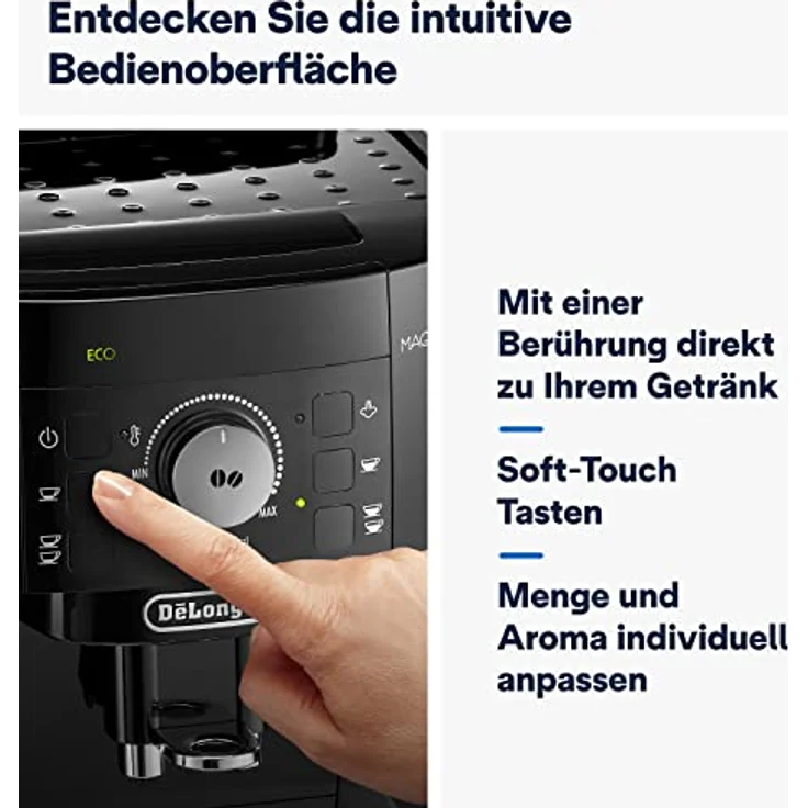 De'Longhi Magnifica S ECAM11.112.B, Kaffeevollautomat mit Milchaufschäumdüse für Cappuccino, mit Espresso Direktwahltasten und Drehregler, 2-Tassen-Funktion, Schwarz – Bild 5