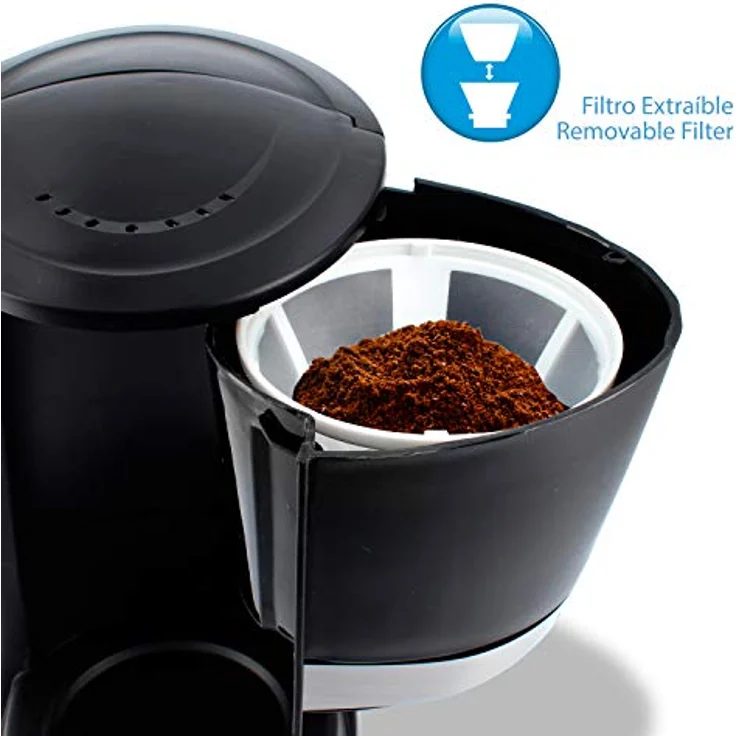 TM Electron TMPCF006 Kaffeemaschine, 800 W Leistung, 1,2 l Krug für 10 Tassen, abnehmbarer Filter, weiß – Bild 4