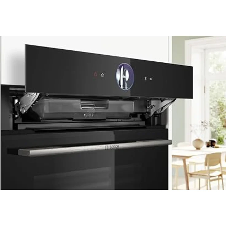 Bosch HRG7764B1, Smarter iQ700 Einbau-Backofen mit Dampfunktion, 60 x 60 cm, Schwarz, Made in Germany, Pyrolyse & Hydrolyse, Bratenthermometer, Air Fry, Farb-Touch-Screen, 4D Heißluft, Bosch Assist – Bild 5