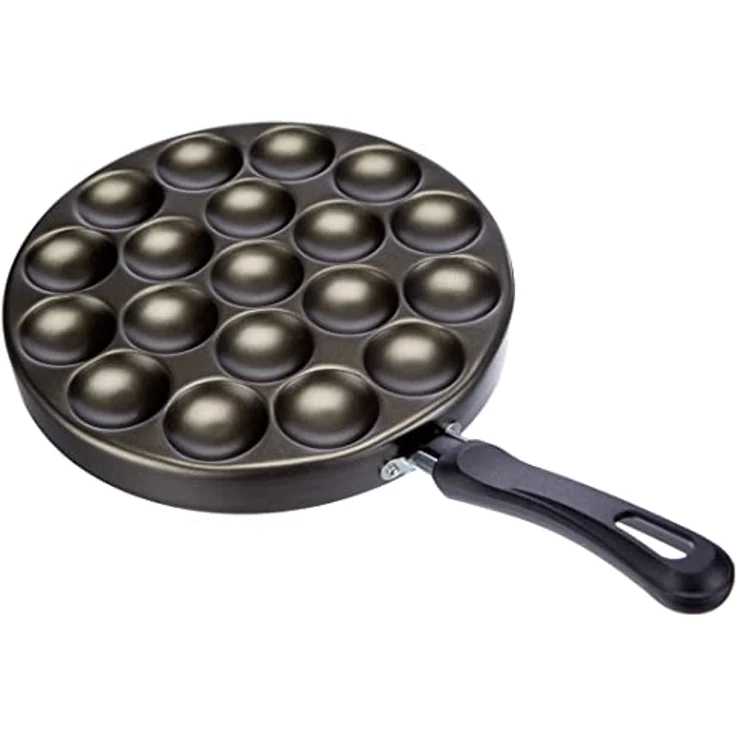 patisse Poffertjes Pfanne-Set mit Rezepten, Teigflasche und Holzstäbchen, Aluminium, Schwarz, 25 cm, 6-Einheiten – Bild 3
