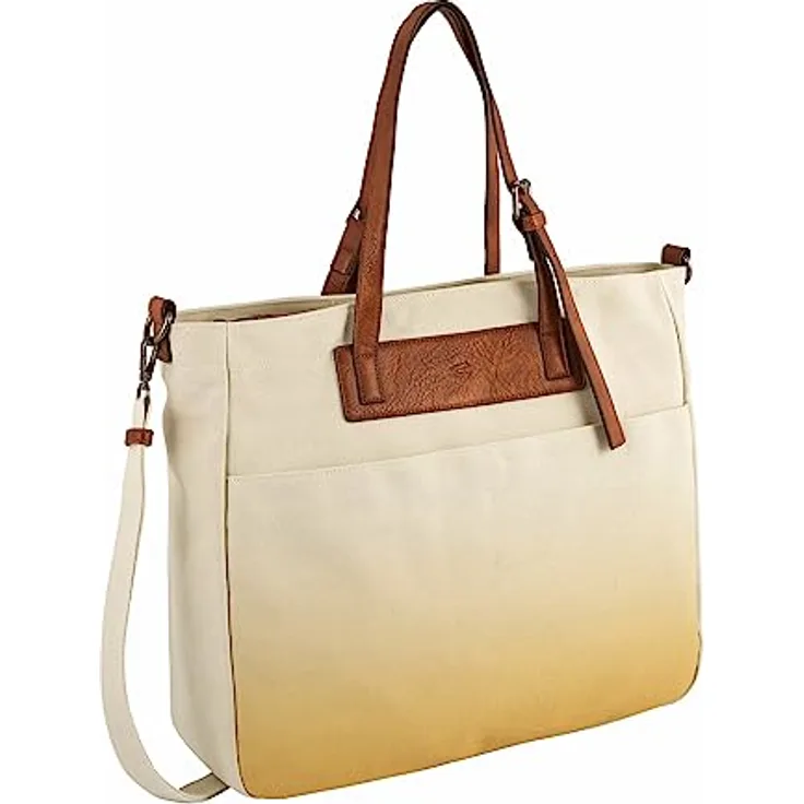 camel active Sand Zip Tote Bag L - Shopper mit Zipper und abnehmbarem Schulterriemen, Off White