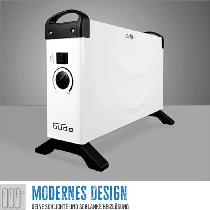 Güde Konvektionsheizgerät GKH 2000 (2 kW Heizleistung, 3 Heizstufen, lautlose Konvektionswärme, Überhitzungsschutz, Tragegriffe) – Bild 2