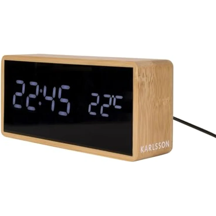 Karlsson Wecker Tube, Rechteckiger Wecker aus Bambus mit digitaler LED-Anzeige, 14,8x7x4,2cm – Bild 1