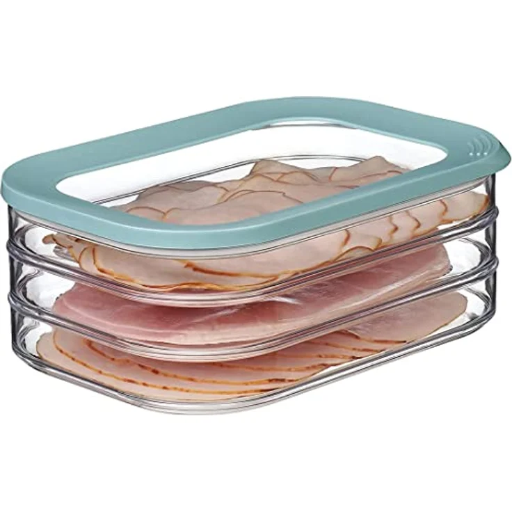 Mepal Modula 3-lagige Vorratsdose, 3 separate Behälter à 550 ml, Nordic Green, spülmaschinenfest für Wurst & Fleisch – Bild 2