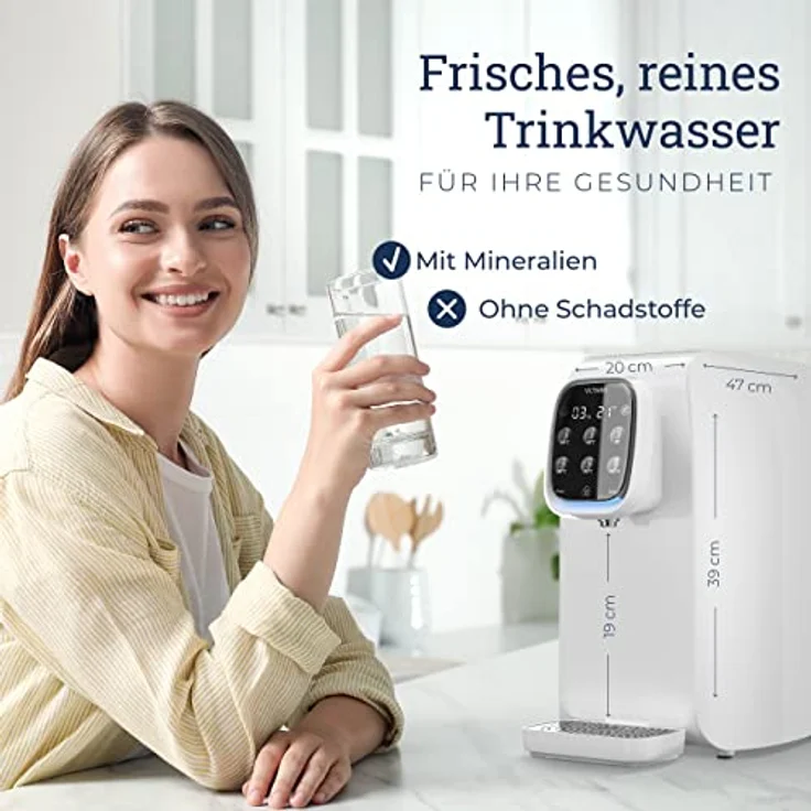 VILTARO Osmoseanlage Trinkwasser weiß, 5-stufiges Filtersystem, 6 Temperaturstufen, mobil | Umkehrosmoseanlage | Kalkfilter | Trinkwasserfilter – Bild 2