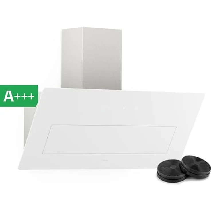 Klarstein SleekAir Dunstabzugshaube, 90 cm Kopffreihaube, 718 m³/h, A++ Energieeffizienz, Touch-Bedienung, LED 2700-6500 K, Weiß, Abluft & Umluft – Bild 1