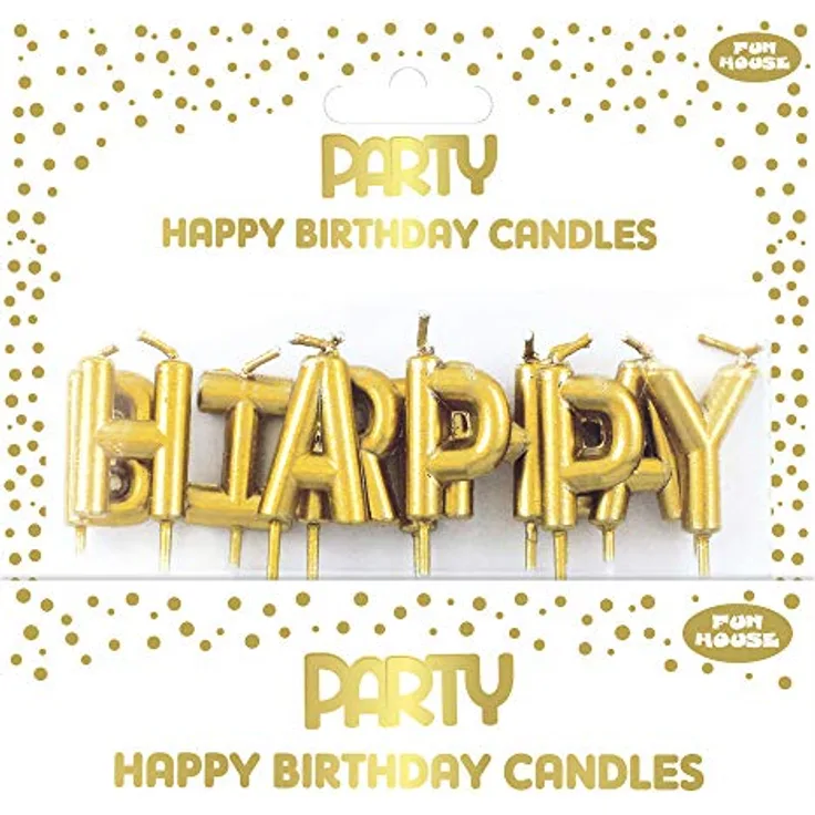 Clairefontaine 24330-GC - Set mit Kerzen Buchstabe mit Metalleffekt, ''Happy Birthday'', Gold, 1 Set