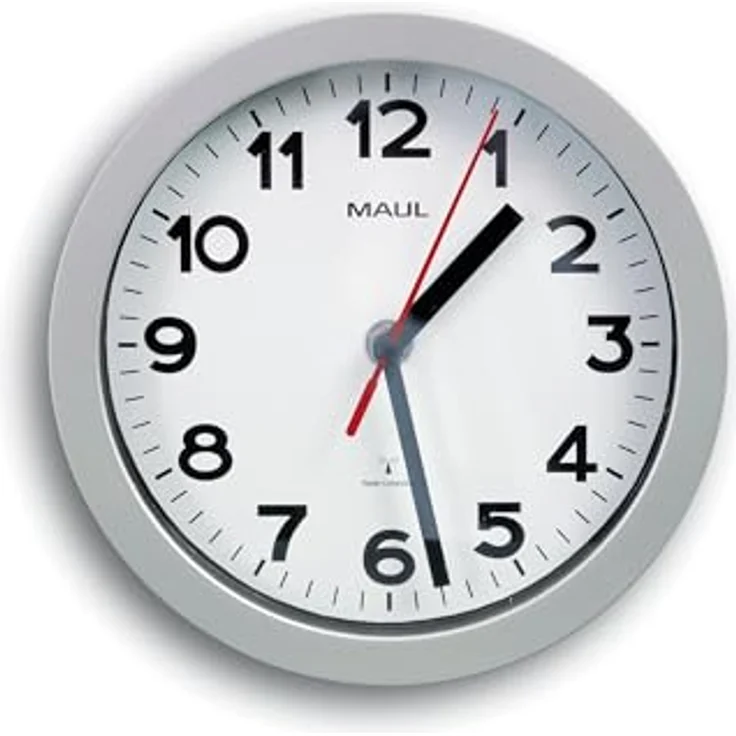 Maul Wanduhr MAULstep Ø 20 cm | Funkuhr mit automatischer Zeiteinstellung | ideal für Wohnzimmer, Schlafzimmer, Küche, Arbeitszimmer und Büro | Gute Lesbarkeit für große Räume | Silber – Bild 2