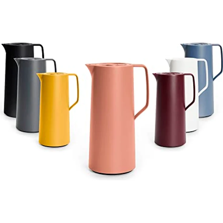 Emsa N41709 Motiva Isolierkanne | 1 Liter | Quick-Press-Verschluss | 12h heiß, 24h kalt | Glaskolben | Made in Germany | Nordisches Design | Terrakotta – Bild 1