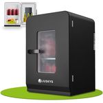 Juskys 2in1 Mini Kühlschrank 15 Liter Schwarz - Minibar mit Kühl- und Heizfunktion - Tragbarer Getränkekühlschrank für Büro und Camping