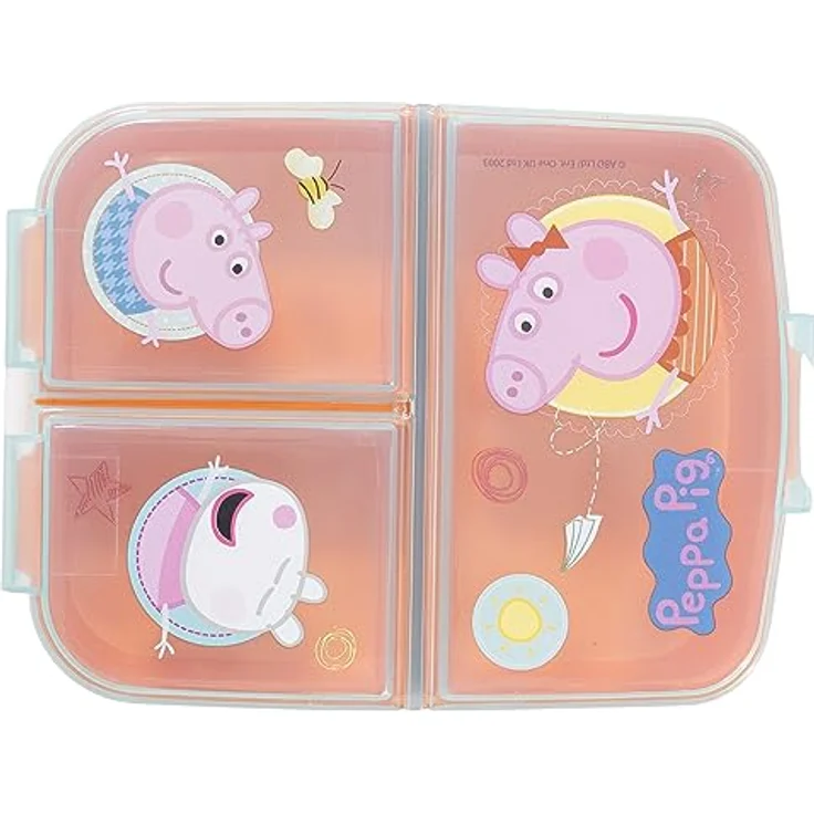 Peppa Pig Lunchbox Brotdose Peppa Pig 3 Fächer Peppa Wutz Lunch to Go Vesper Dose, Kunststoff, Click-Up Verschluss, 18 x 13 x 5,5 cm, BPA-frei, für Kinder – Bild 2